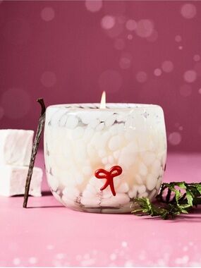 Anthropologie White & Red Champagne Cheers Decorative Candle